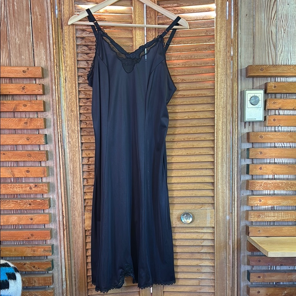 Vintage Long Black Slip Dress Gothic Whimsygoth Fairycore Large